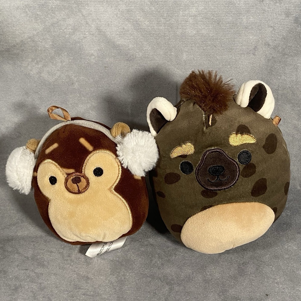 Squishmallow Hans The Hedgehog with Earmuffs &‎ Amaro the Hyena KellyToy Plush